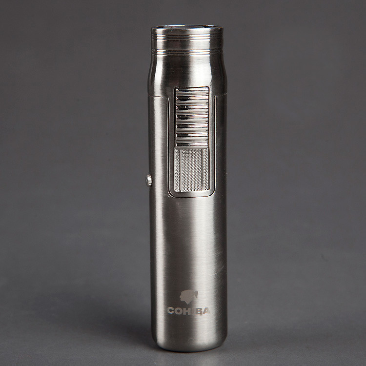 Luxury Portable Single Torch Jet Flame Air inflation Three Color Cigar Lighter W/ Cigar Drill CL-82 COHIBA Luxury Portable Single Torch Jet Flame Air inflation Three Color Cigar Lighter W/ Cigar Drill CL-82