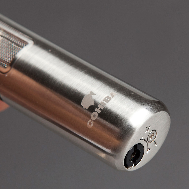 Luxury Portable Single Torch Jet Flame Air inflation Three Color Cigar Lighter W/ Cigar Drill CL-82 COHIBA Luxury Portable Single Torch Jet Flame Air inflation Three Color Cigar Lighter W/ Cigar Drill CL-82