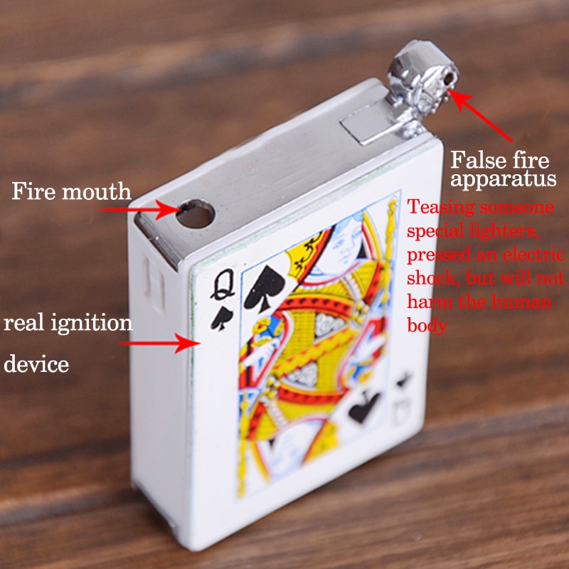 1pc April Fool electric shock lighter Creative Butane gas Lighter Cigarette plastic Poker Lighter for Cigar ketchen tool