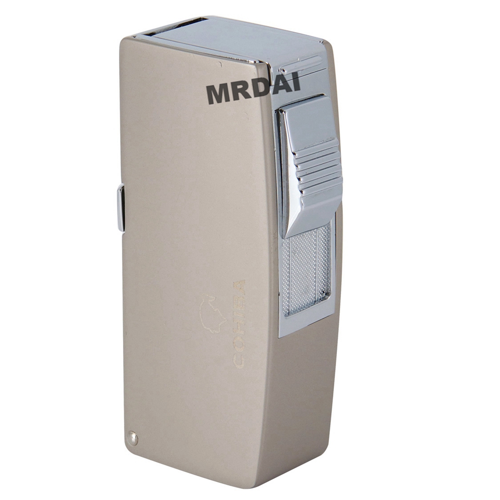 Metal Cigar Lighter Windproof 2 Blue Torch Jet Flame Cigarette Refillable Inflatable Butane Gas Lighters Gift Box 2018 COHIBA Metal Cigar Lighter Windproof 2 Blue Torch Jet Flame Cigarette Refillable Inflatable Butane Gas Lighters Gift Box