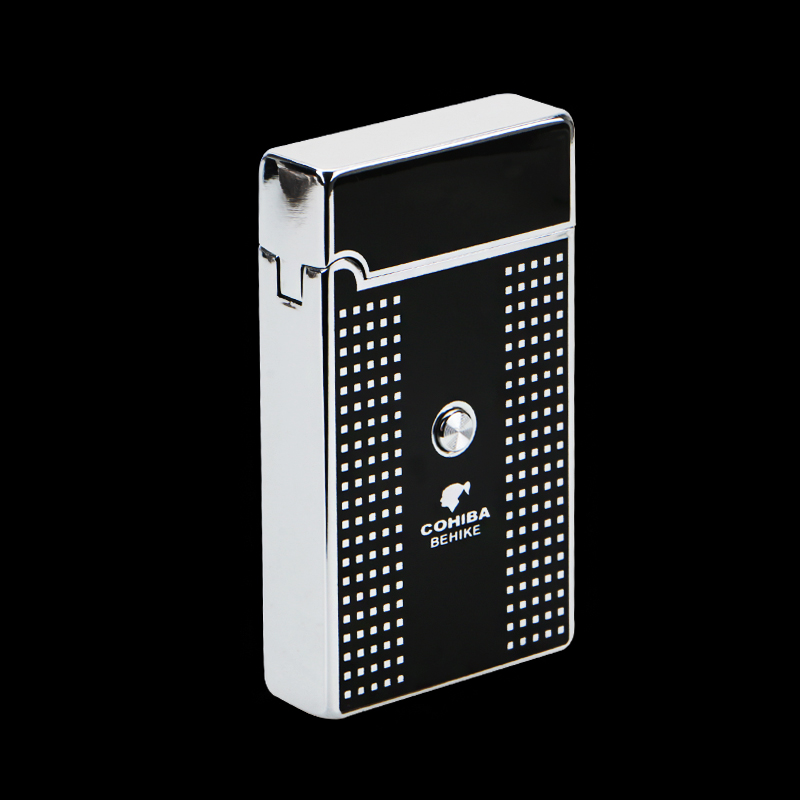 Portable Square White Plaid Pattern Titanium Torch Jet Air inflation Cigar Lighter COHIBA Portable Square White Plaid Pattern Titanium Torch Jet Air inflation Cigar Lighter