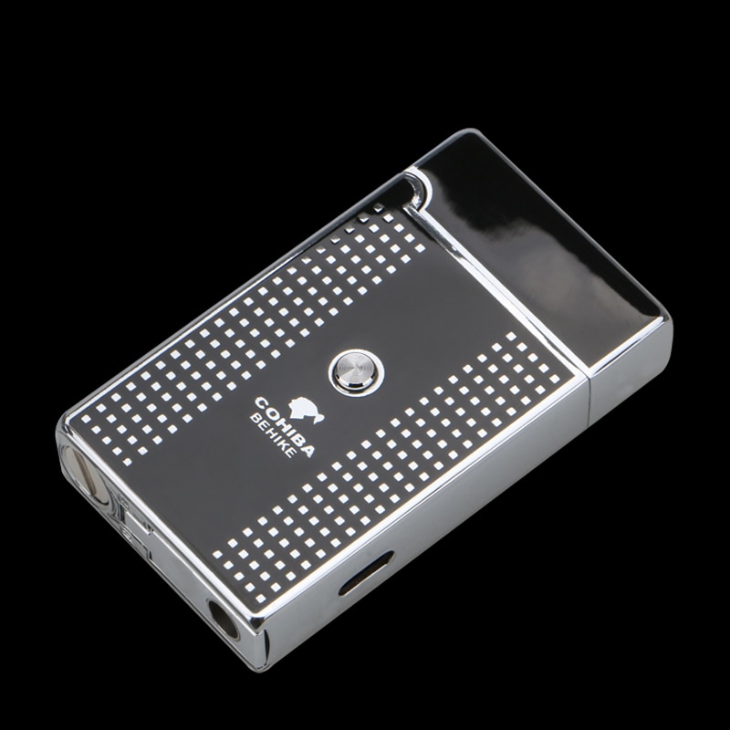 Portable Square White Plaid Pattern Titanium Torch Jet Air inflation Cigar Lighter COHIBA Portable Square White Plaid Pattern Titanium Torch Jet Air inflation Cigar Lighter