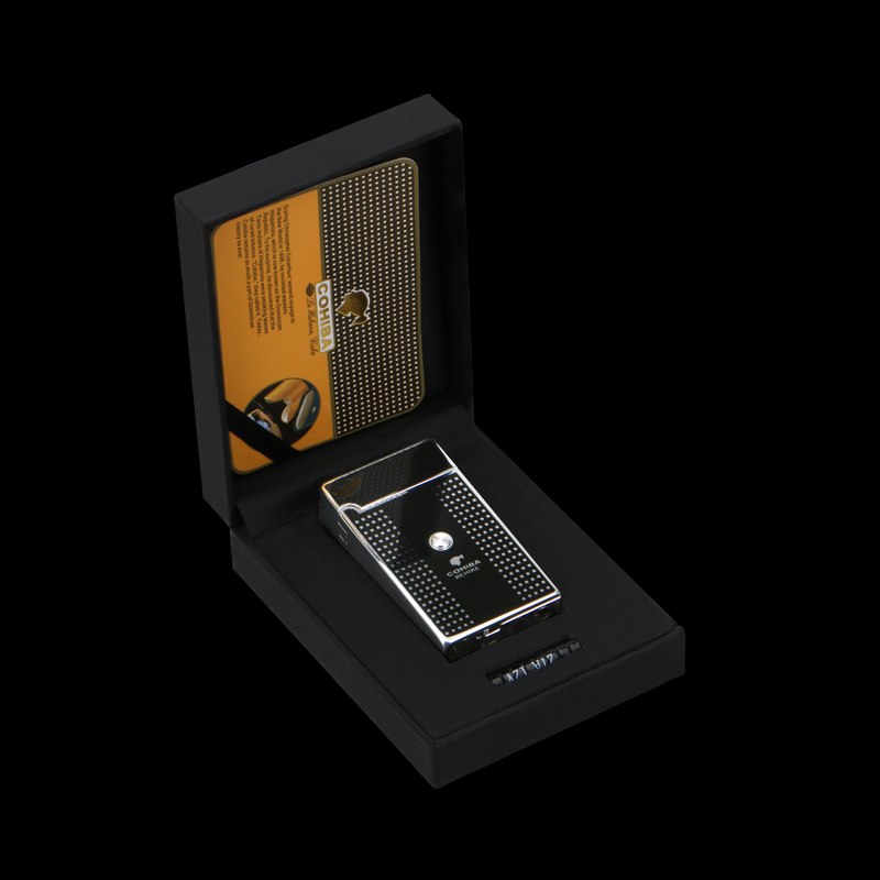 Portable Square White Plaid Pattern Titanium Torch Jet Air inflation Cigar Lighter COHIBA Portable Square White Plaid Pattern Titanium Torch Jet Air inflation Cigar Lighter