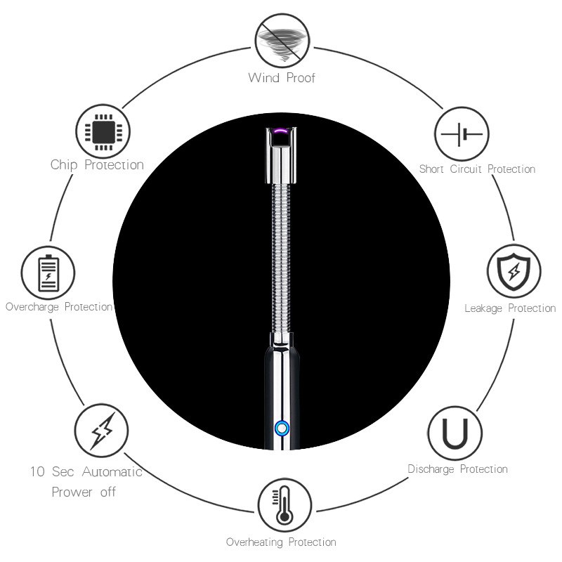 Outdoor USB Electric Lighter 360 Degree Rotate Cigarette Lighter Metal Tube Longer Arc Lighter For BBQ Candle For Women Outdoor USB Electric Lighter 360 Degree Rotate Cigarette Lighter Metal Tube Longer Arc Lighter For BBQ Candle Gadgets For Women