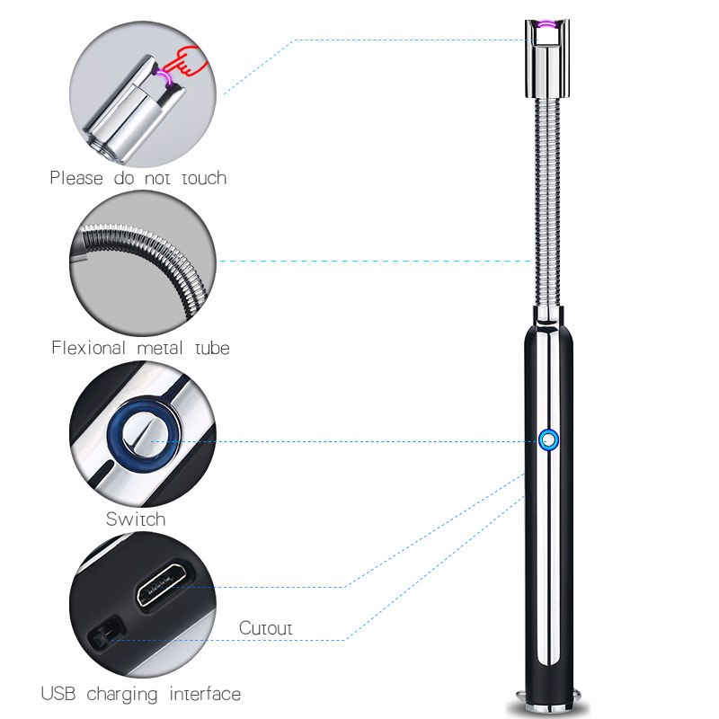 Outdoor USB Electric Lighter 360 Degree Rotate Cigarette Lighter Metal Tube Longer Arc Lighter For BBQ Candle For Women Outdoor USB Electric Lighter 360 Degree Rotate Cigarette Lighter Metal Tube Longer Arc Lighter For BBQ Candle Gadgets For Women