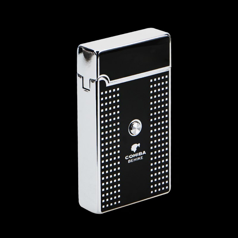 Portable Square White Plaid Pattern Titanium Torch Jet Flame Air inflation Cigar Lighter 2pcs/lot COHIBA Portable Square White Plaid Pattern Titanium Torch Jet Flame Air inflation Cigar Lighter 2pcs/lot