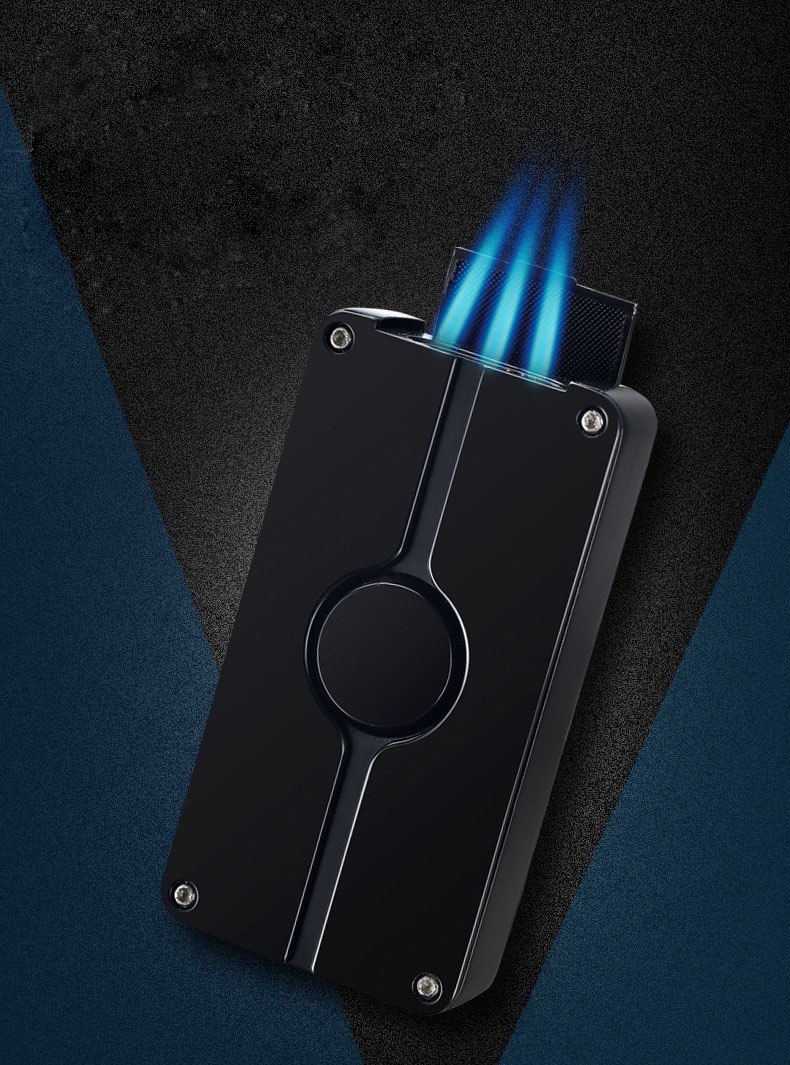 fashion TRIPLE FLAME Metal butane Gas Torch inflatable cigarette CIGAR LIGHTER torch with Cigar knife best for smoking new fashion TRIPLE FLAME Metal butane Gas Torch inflatable cigarette CIGAR LIGHTER torch with Cigar knife best gift for smoking