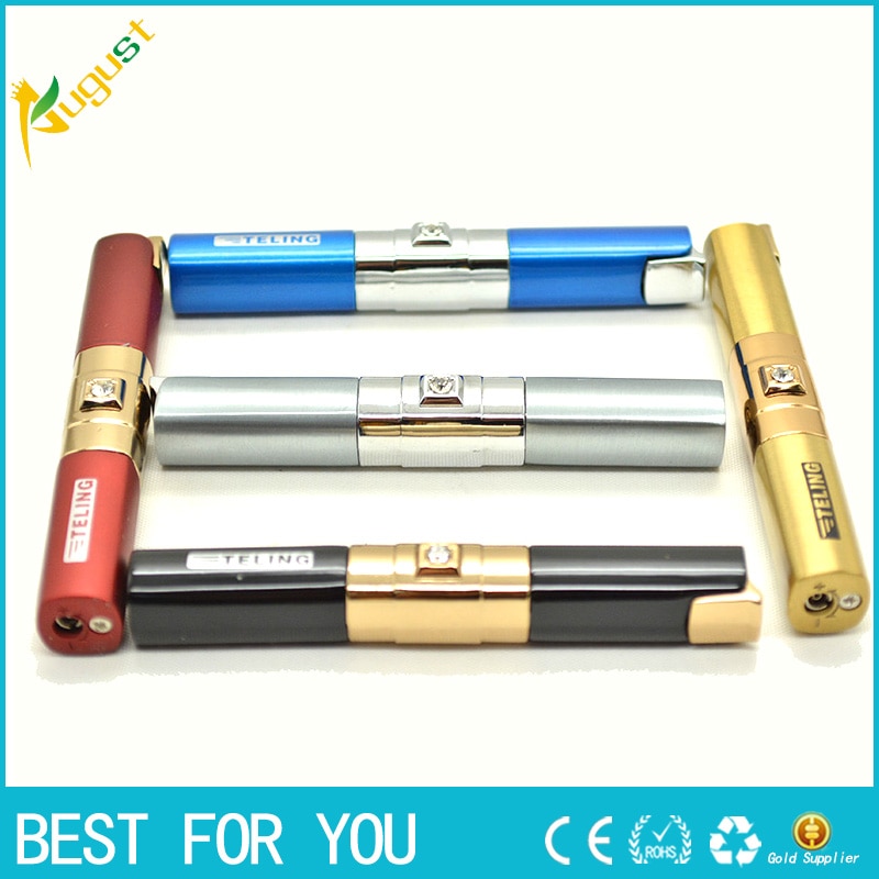 1pc four-column color diamond slender flame butane lighter gas torch jet usb Lighter for  pipe tobacco cigarette Cigar