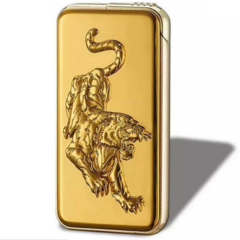 Electronic Lighter Both Rechargeable and Refillable Gas Windproof Metal 3D Dragon Tiger Eagle USB Cigarette Lighter