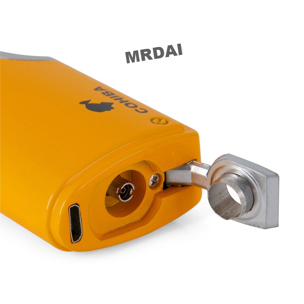 Metal Cigar Lighter Windproof 3 Blue Torch Jet Flame Cigarette Refillable Inflatable Butane Gas Electronic Lighters Gift COHIBA Metal Cigar Lighter Windproof 3 Blue Torch Jet Flame Cigarette Refillable Inflatable Butane Gas Electronic Lighters Gift