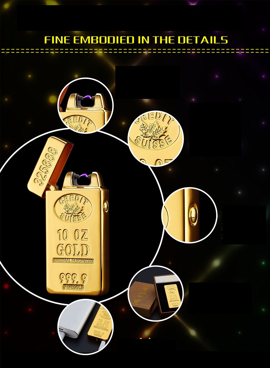 2016 Gold Arc Pulse Ligther USB charge Electronic Cigarette Lighters Flameless Windproof Electric Lighter Man Gift 2016 New Luxury Gold Arc Pulse Ligther USB charge Electronic Cigarette Lighters Flameless Windproof Electric Lighter Man Gift