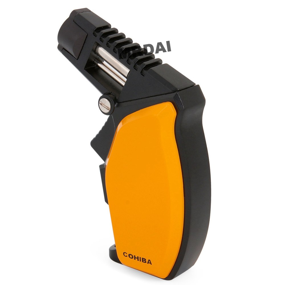Metal Cigar Lighter Windproof Single Blue Torch Jet Flame Cigarette Refillable Inflatable Butane Gas Lighters Gift Box COHIBA Metal Cigar Lighter Windproof Single Blue Torch Jet Flame Cigarette Refillable Inflatable Butane Gas Lighters Gift Box