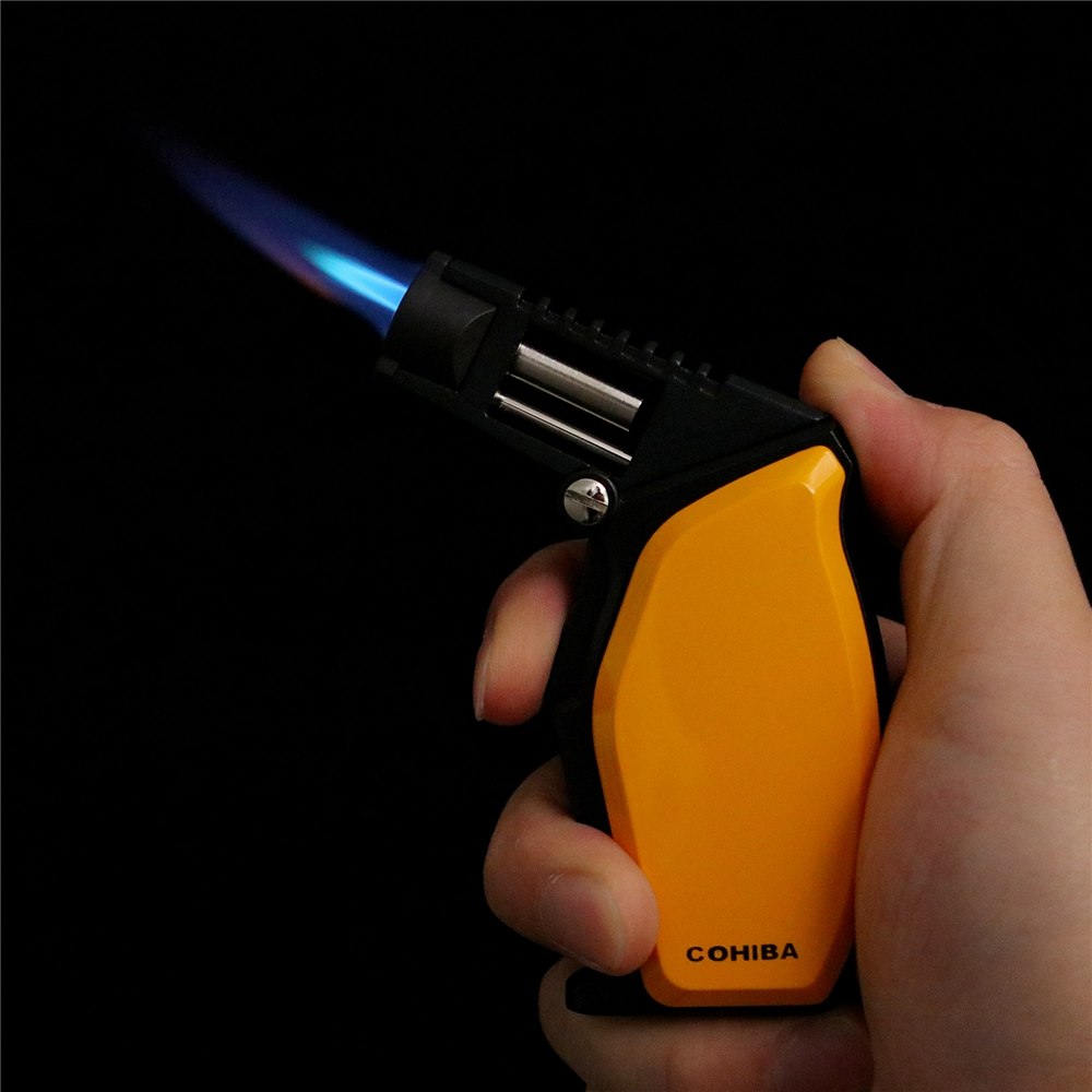 Metal Cigar Lighter Windproof Single Blue Torch Jet Flame Cigarette Refillable Inflatable Butane Gas Lighters Gift Box COHIBA Metal Cigar Lighter Windproof Single Blue Torch Jet Flame Cigarette Refillable Inflatable Butane Gas Lighters Gift Box