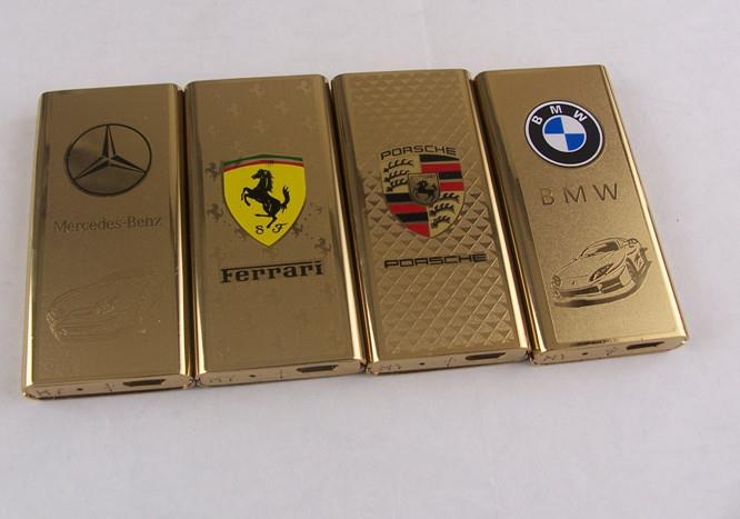 2PCS/LOT Golden Car Logo Pattern Electronic Windproof Cigar Lighter Flameless USB Lighter 2PCS/LOT Fashion Golden Car Logo Pattern Electronic Windproof Cigar Lighter Flameless USB Lighter