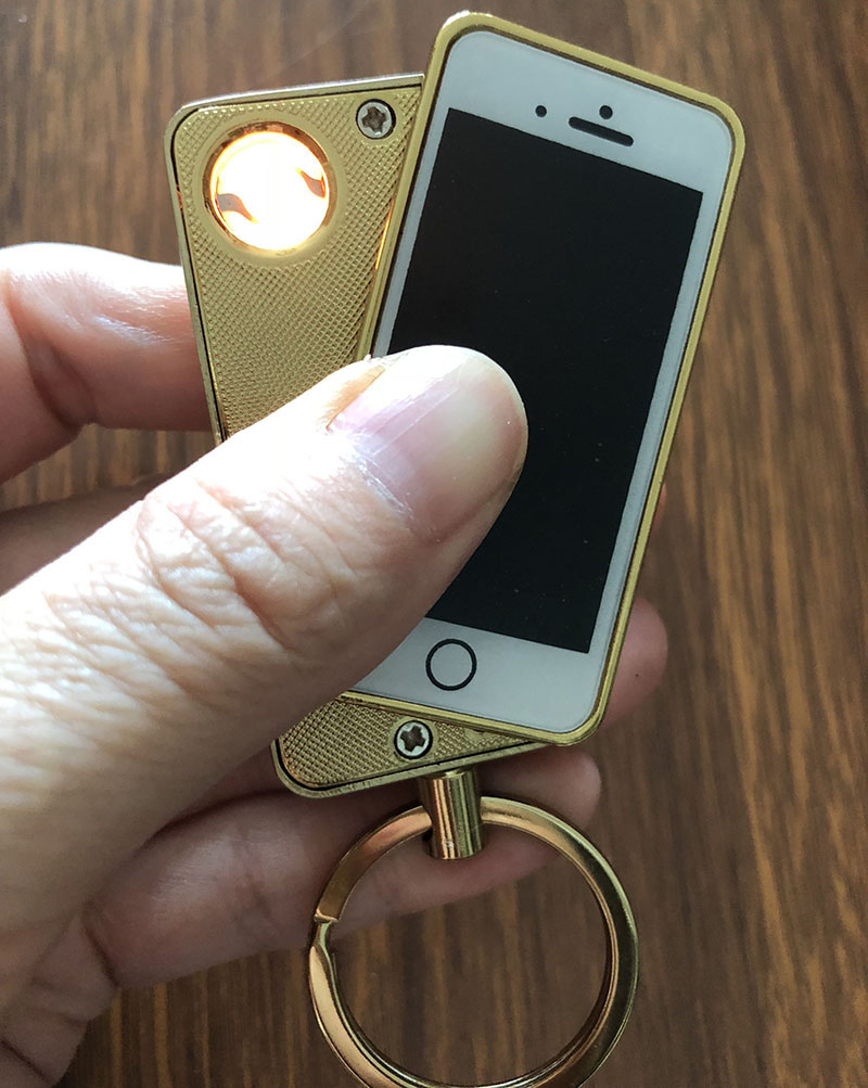 Creative mobile phone model USB rechargeable electronic lighter key buckle men’s Creative mobile phone model USB rechargeable electronic lighter key buckle men's gift