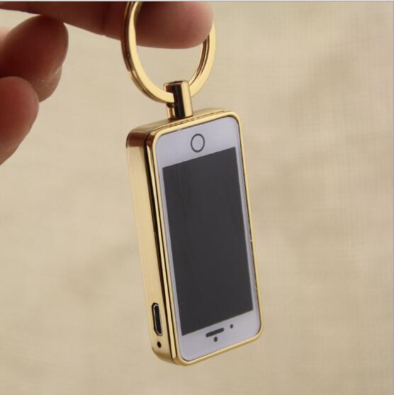 Creative mobile phone model USB rechargeable electronic lighter key buckle men’s Creative mobile phone model USB rechargeable electronic lighter key buckle men's gift