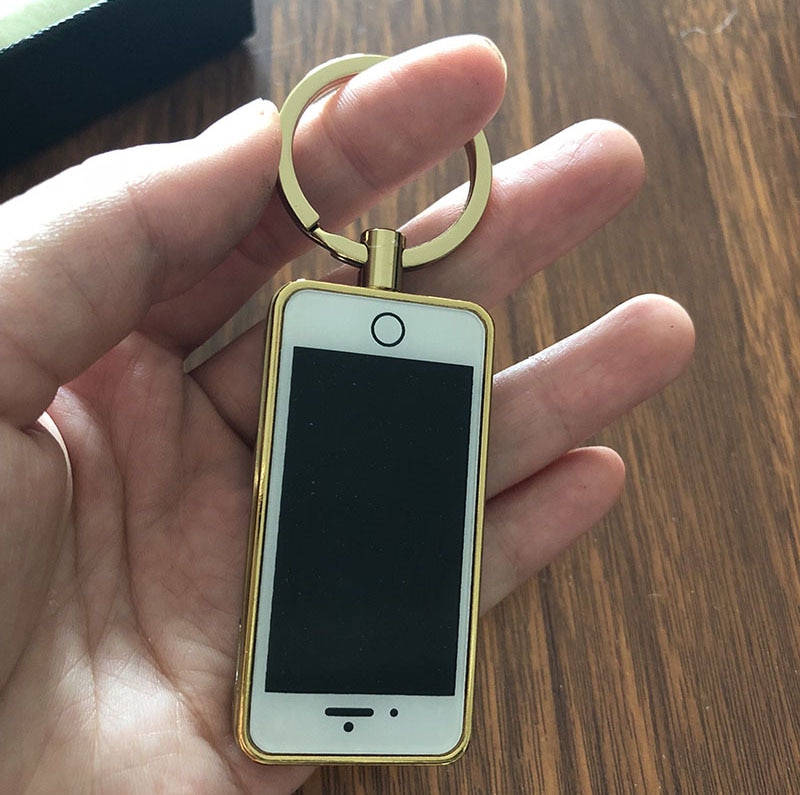 Creative mobile phone model USB rechargeable electronic lighter key buckle men’s Creative mobile phone model USB rechargeable electronic lighter key buckle men's gift