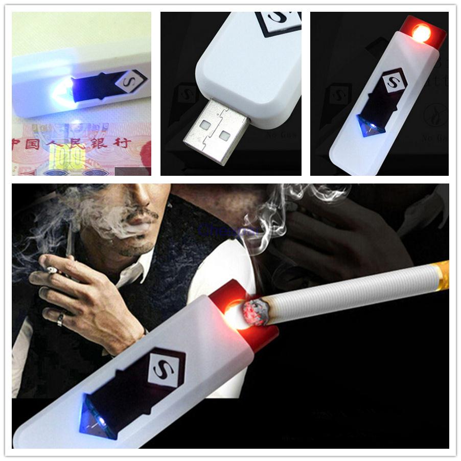 New USB Rechargeable Flameless Cigar Cigarette Electronic Lighter No Gas gadget White New USB Rechargeable Flameless Cigar Cigarette Electronic Lighter No Gas gadget White