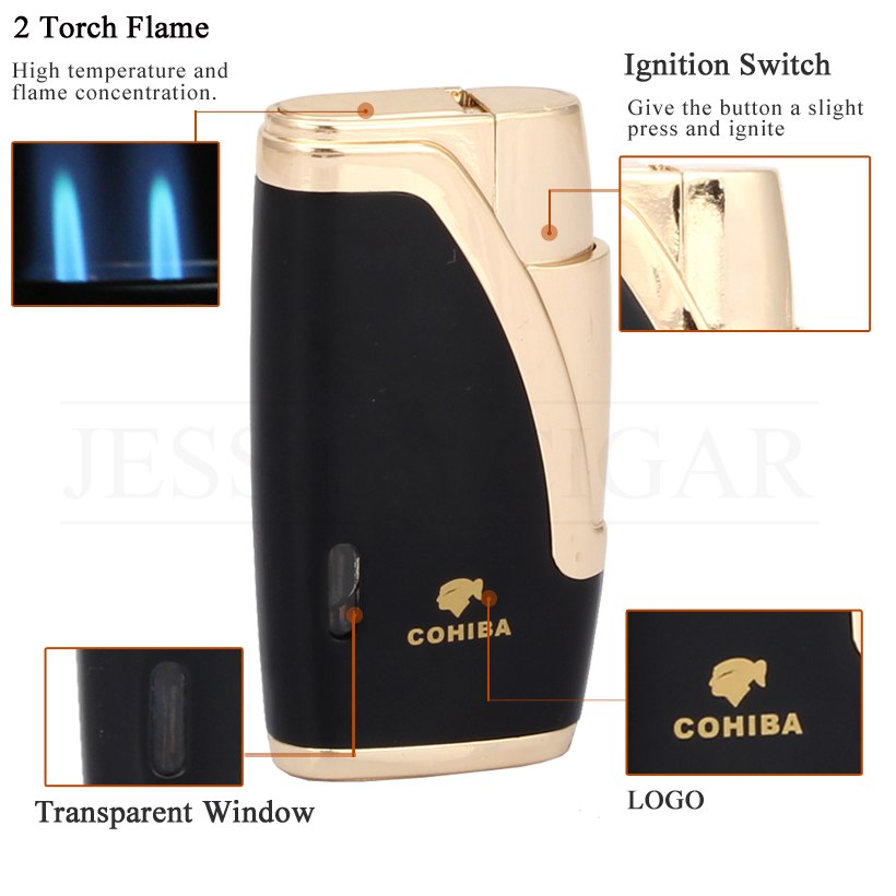 Metal 1 Jet Flame Cigar Lighter Refillable Butane Gas Torch Lighters Cigarette Smoking Lighter With Cigar Punch COHIBA Gadgets Metal 1 Jet Flame Cigar Lighter Refillable Butane Gas Torch Lighters Cigarette Smoking Lighter With Cigar Punch