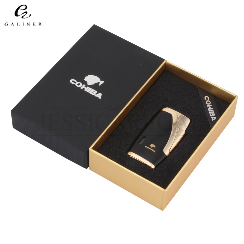 Metal 1 Jet Flame Cigar Lighter Refillable Butane Gas Torch Lighters Cigarette Smoking Lighter With Cigar Punch COHIBA Gadgets Metal 1 Jet Flame Cigar Lighter Refillable Butane Gas Torch Lighters Cigarette Smoking Lighter With Cigar Punch