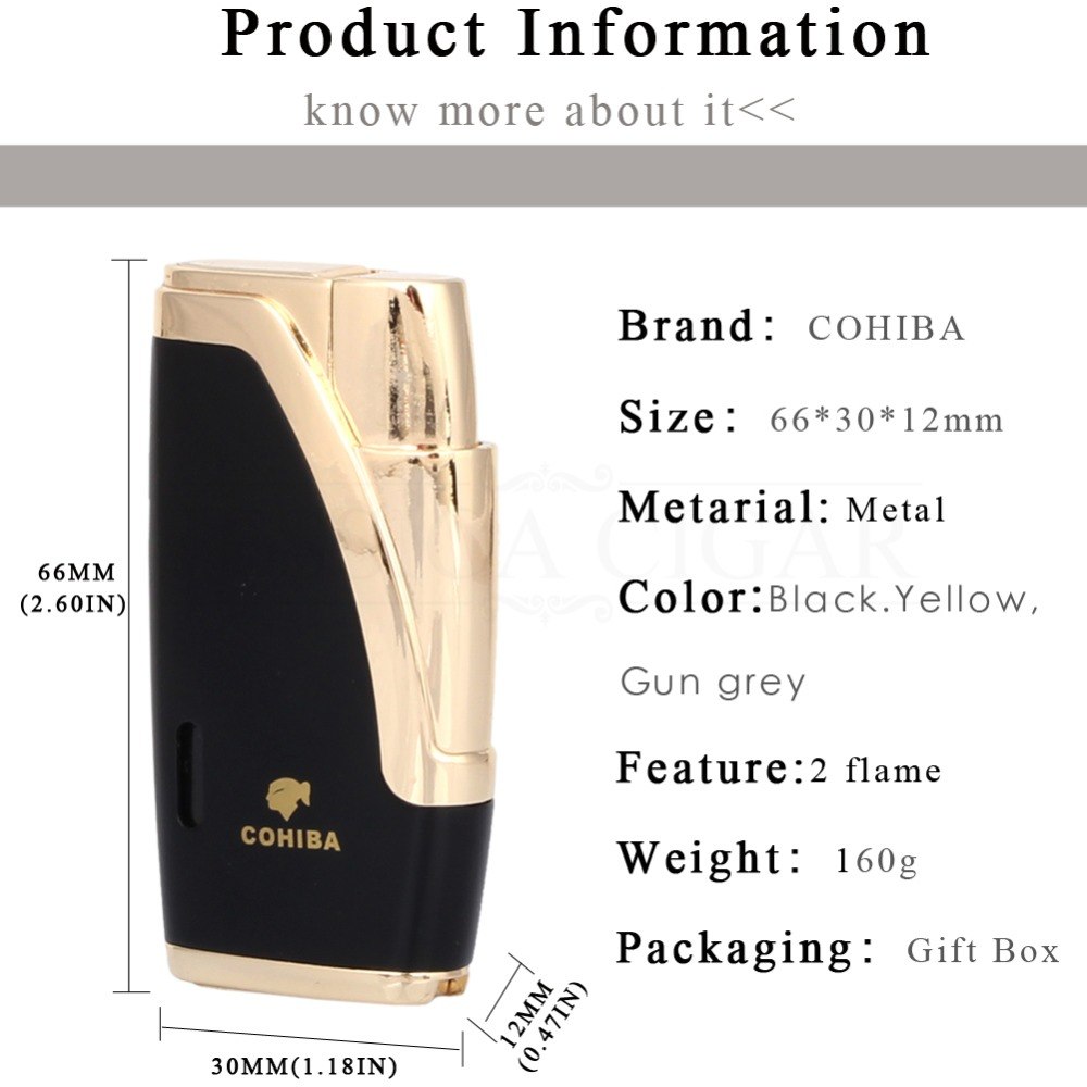 Metal 1 Jet Flame Cigar Lighter Refillable Butane Gas Torch Lighters Cigarette Smoking Lighter With Cigar Punch COHIBA Gadgets Metal 1 Jet Flame Cigar Lighter Refillable Butane Gas Torch Lighters Cigarette Smoking Lighter With Cigar Punch