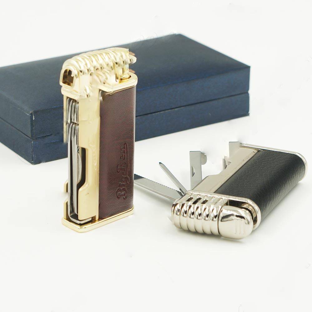 Big Ben Leather Metal Tobacco Pipe lighter With 3 Pipe Cleaner Tool