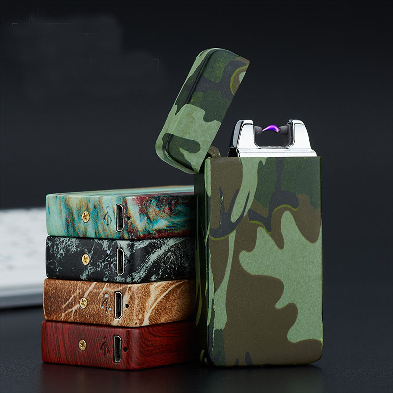 Single Arc Windpro Of Lighter USB Charging Pulse Arc Metal Electronic Camouflage Cigarette Lighter Environmental Lighter