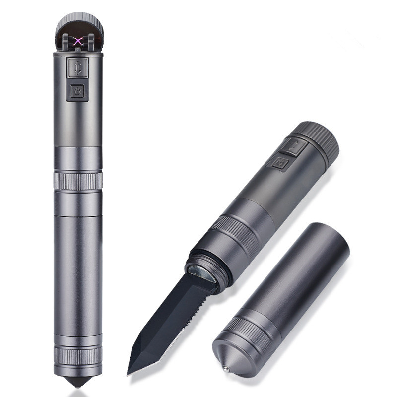 Creative Multi-function USB Dual Arc Lighters With Knife Safety Hammer Outdoor Arc Cigarette Lighter Field Survival Lighter Creative Multi-function USB Dual Arc Lighters With Knife Safety Hammer Outdoor Arc Cigarette Lighter Field Survival Lighter