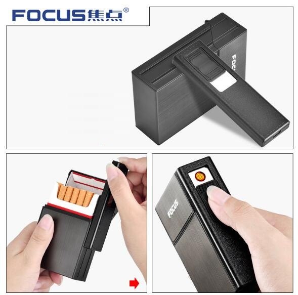 Cigarette box, 20 cigarettes pack, portable cigarette case, personalized and detachable USB lighter. Cigarette box, 20 cigarettes pack, portable cigarette case, personalized and detachable USB lighter.