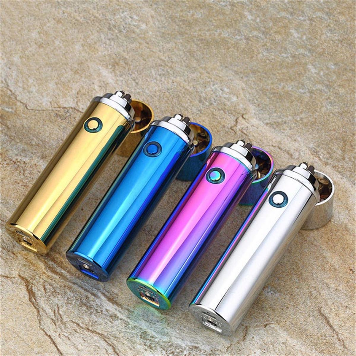 6 Colors Electronic Cigarette Lighter USB Rechargable Windproof ...