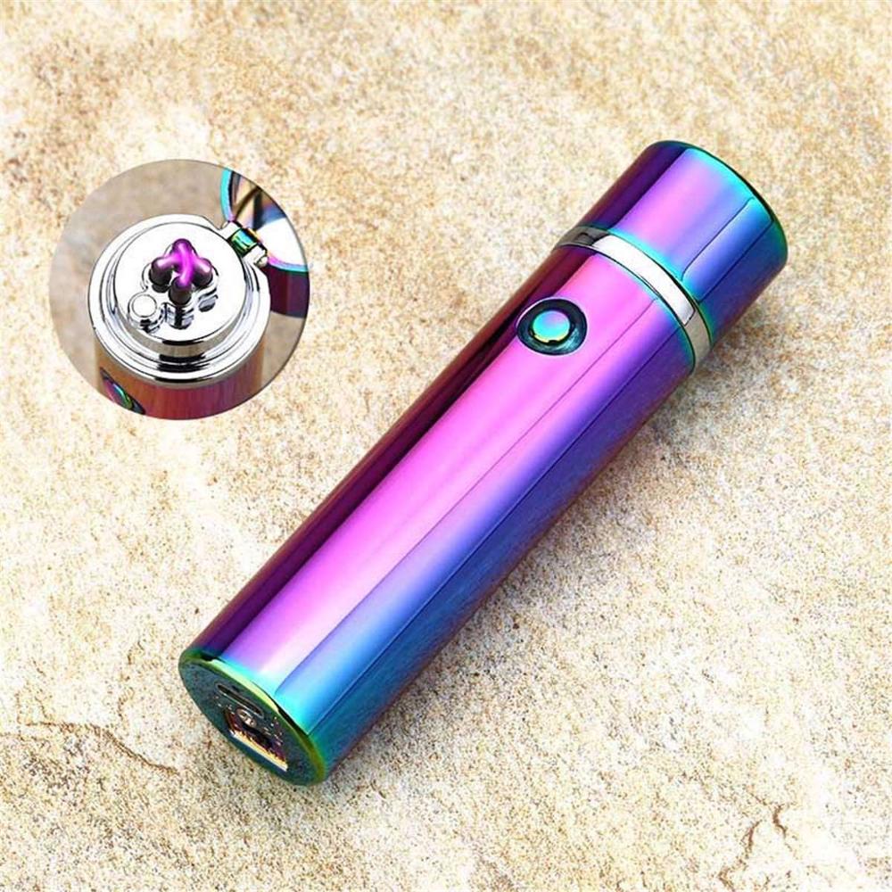 6 Colors Electronic Cigarette Lighter Usb Rechargable Windproof Electric Double Arc Pulse