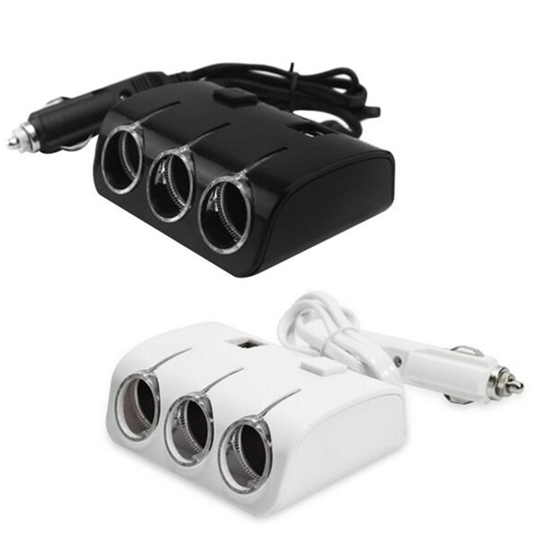 3Sockets 120W Easy to carry and install Autos Cigarette Lighter Splitter 2Usb Ports Charger Adapter With Switch Car Accessory