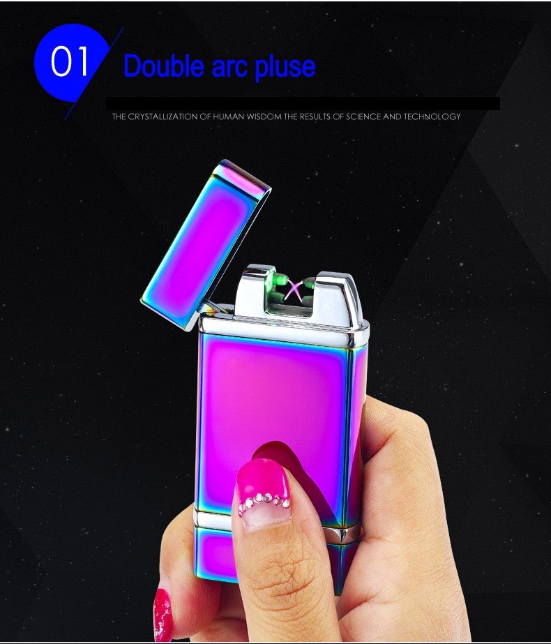 New 2 Cross Arc USB Electronic Lighter Double Arc Pulse Ligthers Novelty Light Sensitive Cigarette Lighters Windproof 2018 New 2 Cross Arc USB Electronic Lighter Double Arc Pulse Ligthers Novelty Light Sensitive Cigarette Lighters Windproof