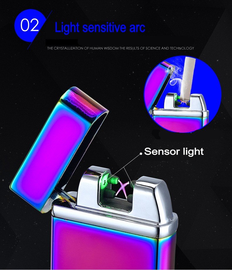 New 2 Cross Arc USB Electronic Lighter Double Arc Pulse Ligthers Novelty Light Sensitive Cigarette Lighters Windproof 2018 New 2 Cross Arc USB Electronic Lighter Double Arc Pulse Ligthers Novelty Light Sensitive Cigarette Lighters Windproof