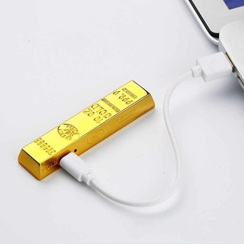 Creative Gold Bar Trapezoid Mini USB Rechargeable Cigarette Lighter Creative Gold Bar Trapezoid Mini USB Rechargeable Cigarette Lighter