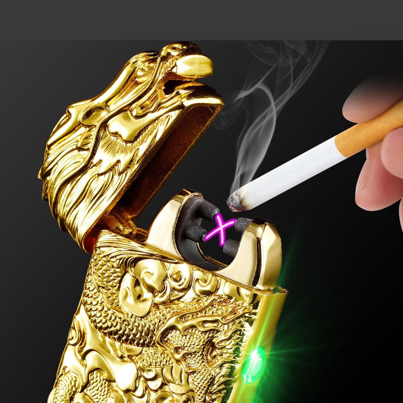 Style Dragon Design Double Arc Electronic Lighter USB Charging Lighters Zinc Alloy Shell Portable Mini Cigarette Ignition China Style Dragon Design Double Arc Electronic Lighter USB Charging Lighters Zinc Alloy Shell Portable Mini Cigarette Ignition