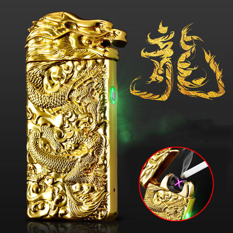 Style Dragon Design Double Arc Electronic Lighter USB Charging Lighters Zinc Alloy Shell Portable Mini Cigarette Ignition China Style Dragon Design Double Arc Electronic Lighter USB Charging Lighters Zinc Alloy Shell Portable Mini Cigarette Ignition