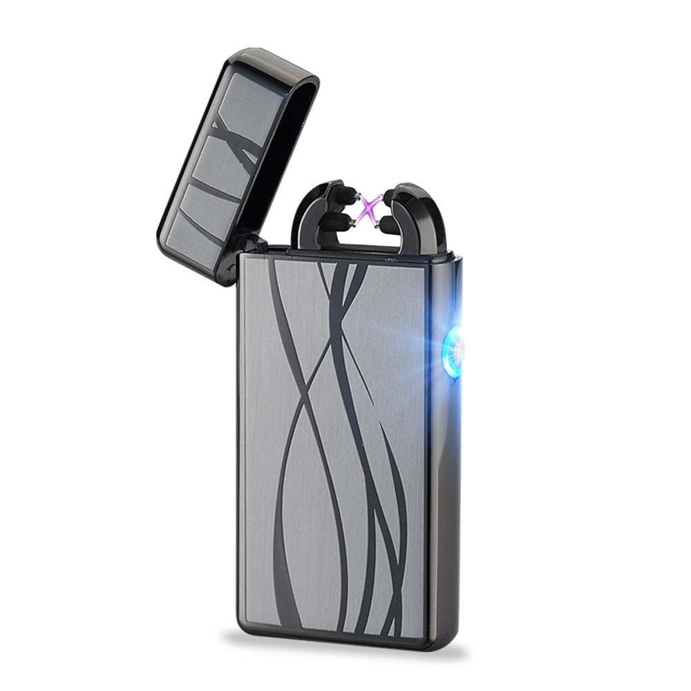 Electric USB Rechargeable No Gas Smokeless Arc Lighters Personalized Cross Double Pulse Slim Lighter Electric USB Rechargeable No Gas Smokeless Arc Lighters Personalized Cross Double Pulse Slim Lighter