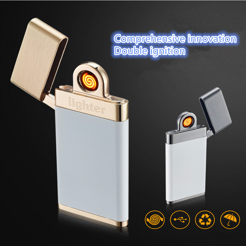 New Double-sided Electric Wire USB Charging Lighter Ultra-thin Windproof Cigarette Lighter New Double-sided Electric Wire USB Charging Lighter Ultra-thin Windproof Cigarette Lighter