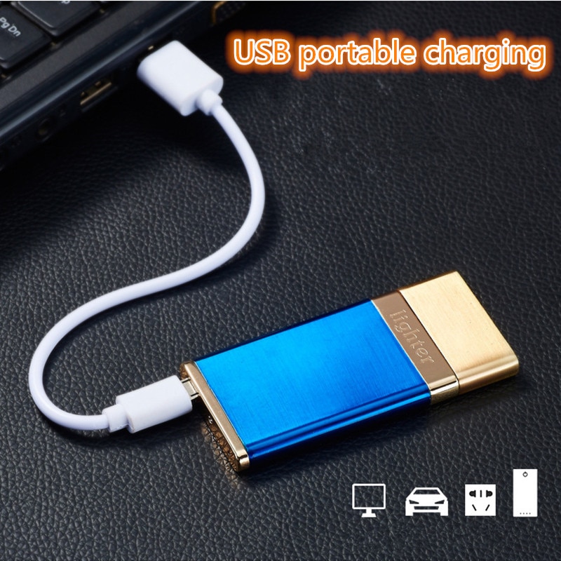 New Double-sided Electric Wire USB Charging Lighter Ultra-thin Windproof Cigarette Lighter New Double-sided Electric Wire USB Charging Lighter Ultra-thin Windproof Cigarette Lighter