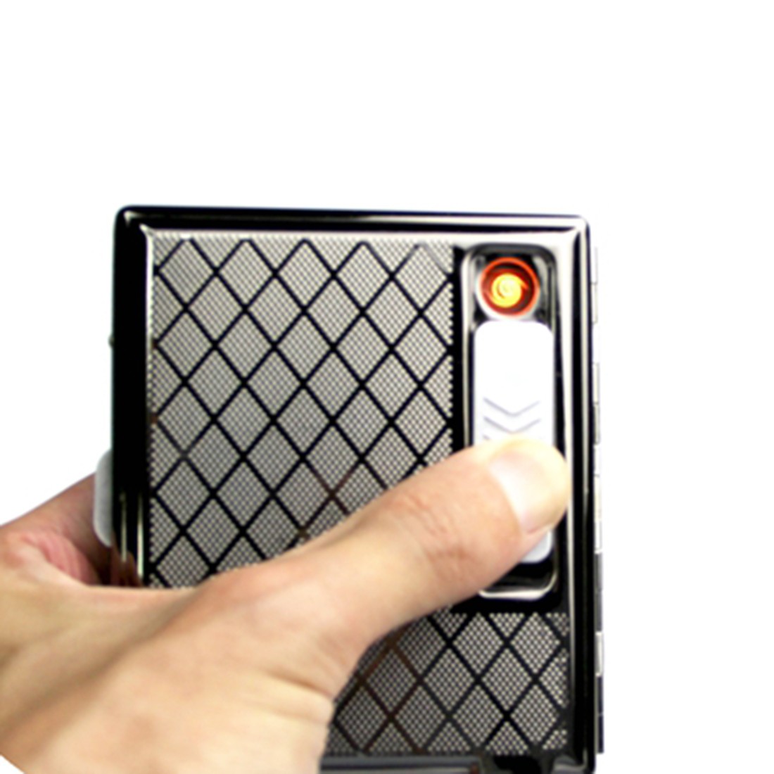 New Outdoor Portable Stainless Steel Cigarette Case with Electronic Rechargeable Windproof Flameless USB Cigarette Lighter New Outdoor Portable Stainless Steel Cigarette Case with Electronic Rechargeable Windproof Flameless USB Cigarette Lighter