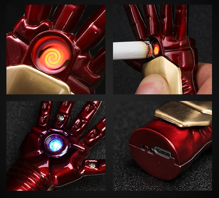 Anime Iron Man Energy Hand tungsten wire lighter model tungsten wire cigarette lighter key clasp pendant 013 Anime Iron Man Energy Hand tungsten wire lighter model tungsten wire cigarette lighter key clasp pendant 013