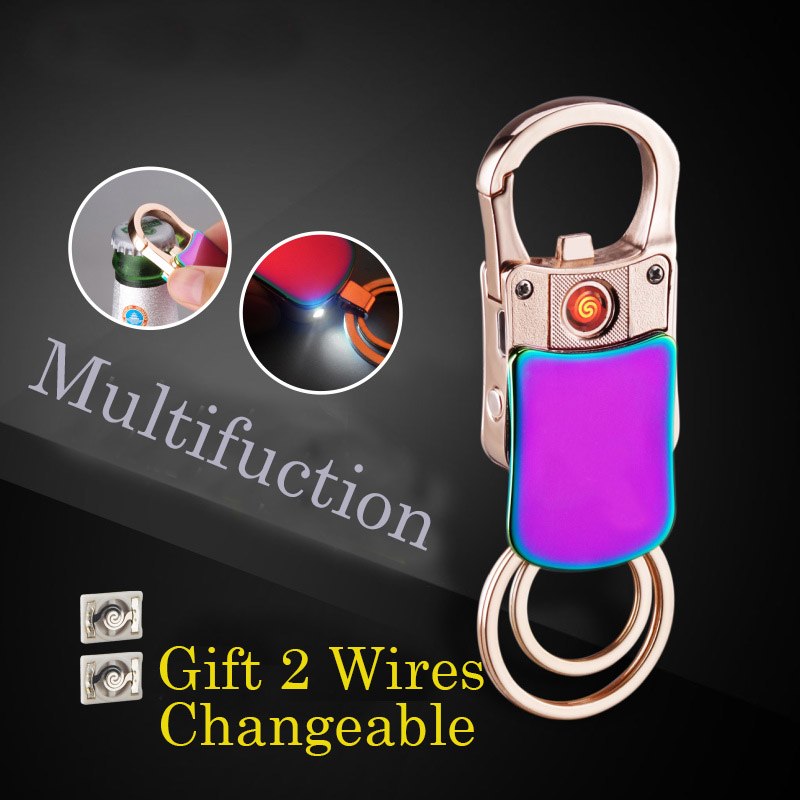 fashion USB charging cigarette lighter key buckle multifunction bottle opener 2018 new fashion gift USB charging cigarette lighter key buckle multifunction bottle opener