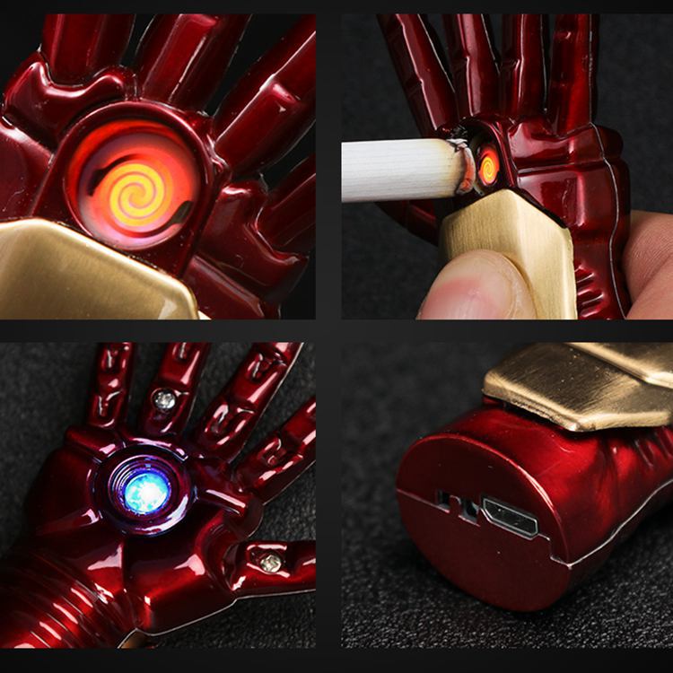 2PCS/LOT Iron Man hand USB charging lighter New Toy Energy hand cigarette lighter 2PCS/LOT Iron Man hand USB charging lighter New Toy Energy hand cigarette lighter