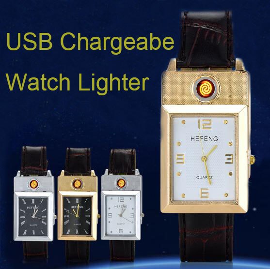 Creative personality watch charging lighter usb cigarette lighter metal man with a watch lighter Creative personality watch charging lighter usb cigarette lighter metal man with a watch lighter