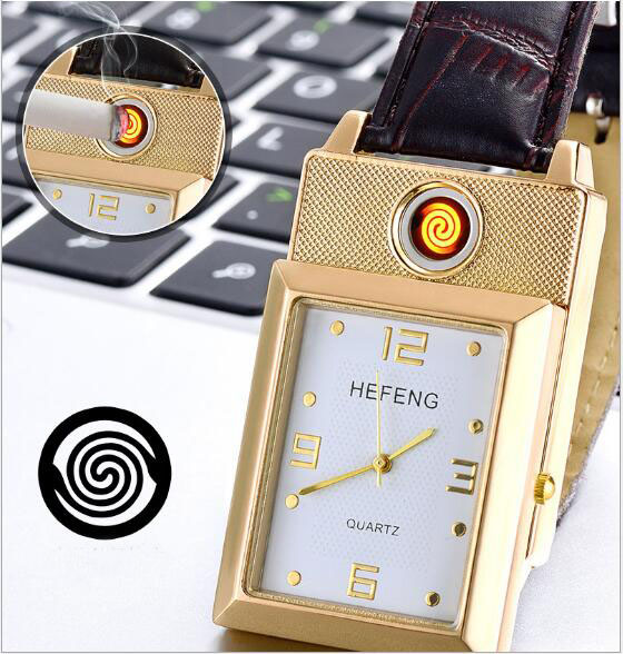 Creative personality watch charging lighter usb cigarette lighter metal man with a watch lighter Creative personality watch charging lighter usb cigarette lighter metal man with a watch lighter