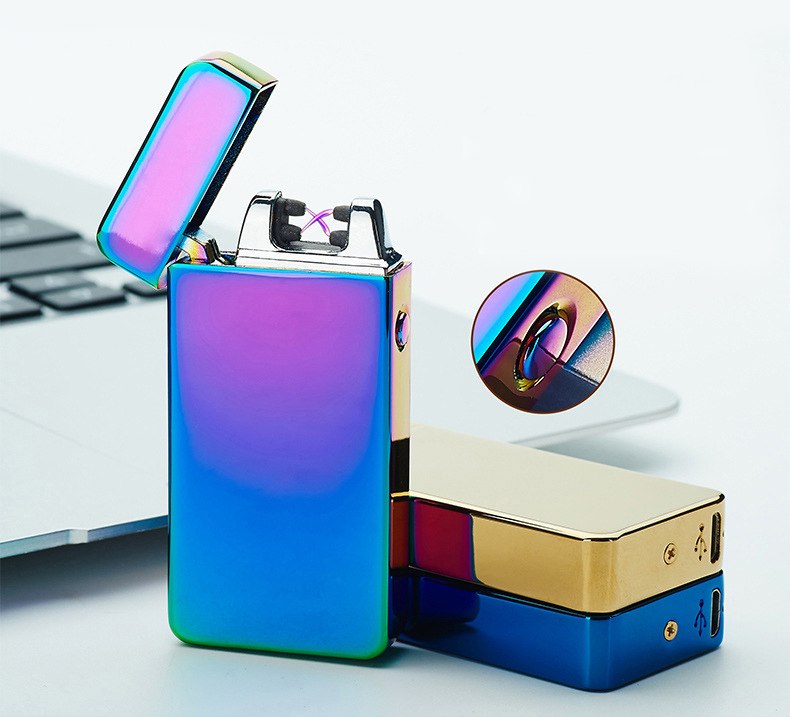 Navpeck 10pcs/lot New Fashion and Hot Selling USB Electric Dual Arc Metal Flameless Torch Rechargeable Windproof Lighter