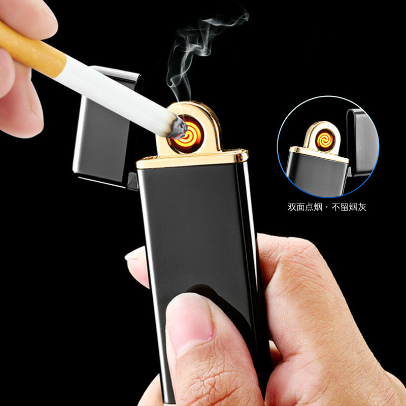 2PCS/LOT Ultra Thin USB Rechargeable Lighter Personalized Windproof