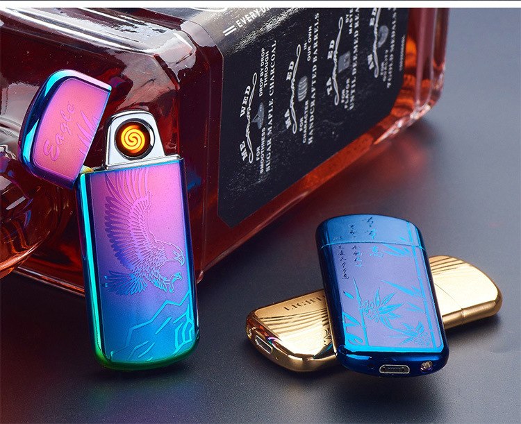 2PCS/LOT New Flip Cover Environmental Protection Dual-sided USB Rechargeable Cigarette Lighter 2PCS/LOT New Flip Cover Environmental Protection Dual-sided USB Rechargeable Cigarette Lighter