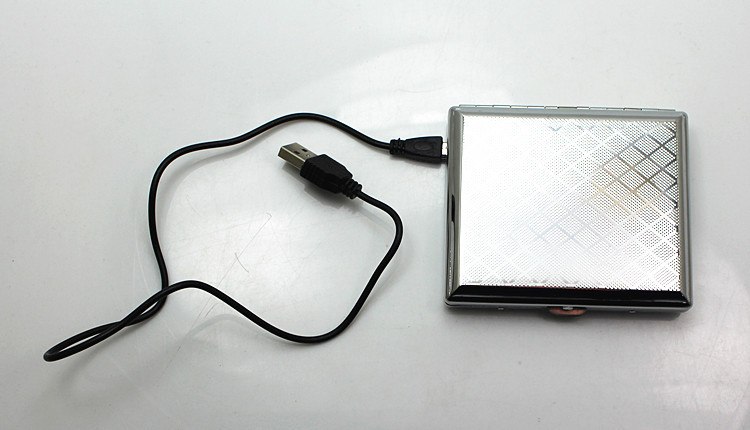 New – Slide Up Stailess steel Silver cigarette case hold 20pcs Automatic Cigarette box /pocket With USB Lighter Portable New 1pcs - Slide Up Stailess steel Silver cigarette case hold 20pcs Automatic Cigarette box /pocket With USB Lighter Portable